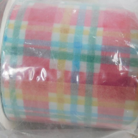 Pink Multicolor Plaid Ribbon Lot of 4 Lion Brand Gazette Spring 2.625" x 10 Yds - Picture 2 of 7